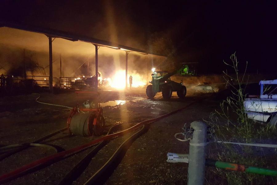 Feu de hangar agricole sur la commune de Penne