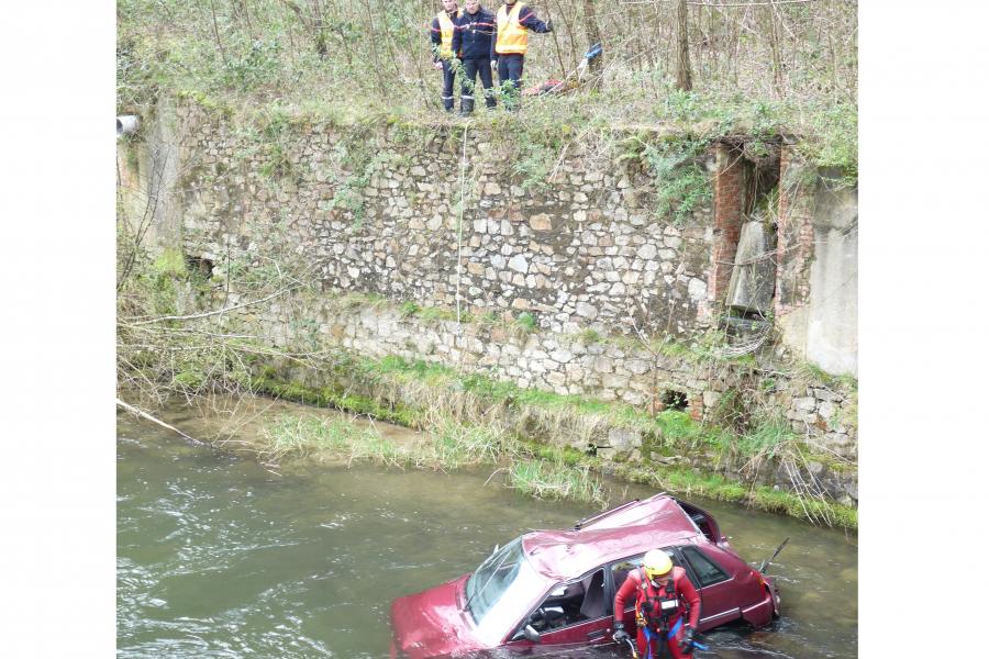 Accident d&#039;une voiture dans un cours d&#039;eau