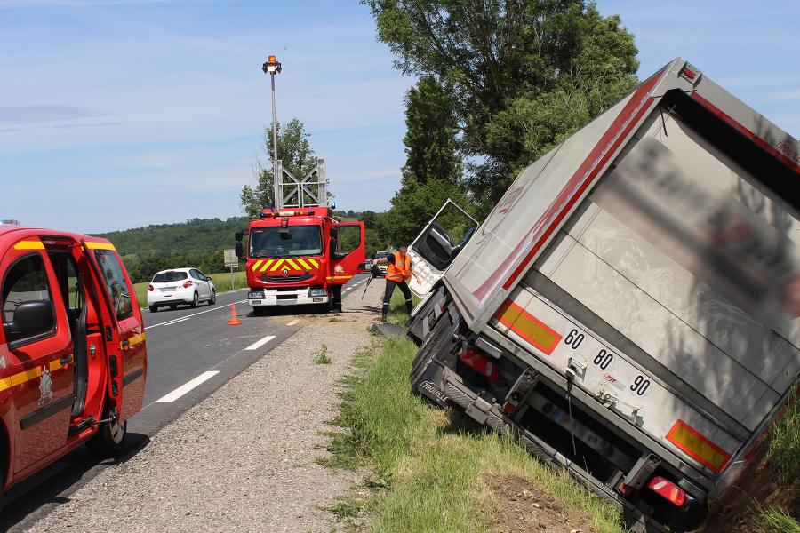 Embardée d&#039;un poids lourd à Lombers