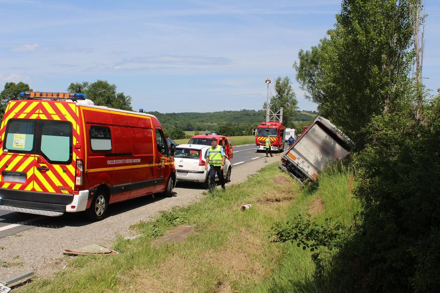 Embardée d&#039;un poids lourd à Lombers