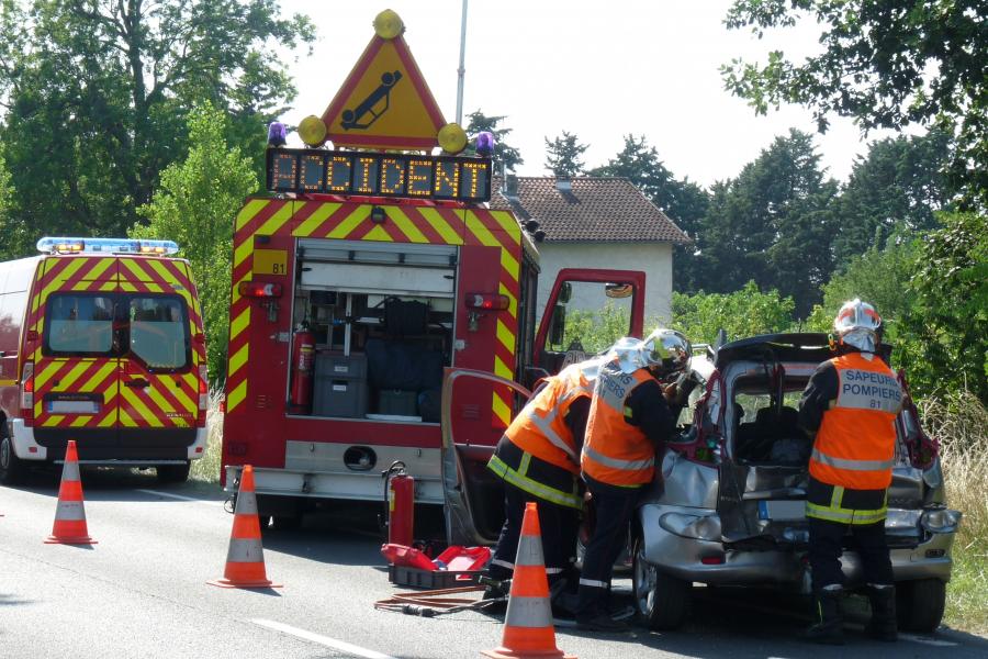 Accident entre un poids lourd et une voiture sur la commune de Graulhet