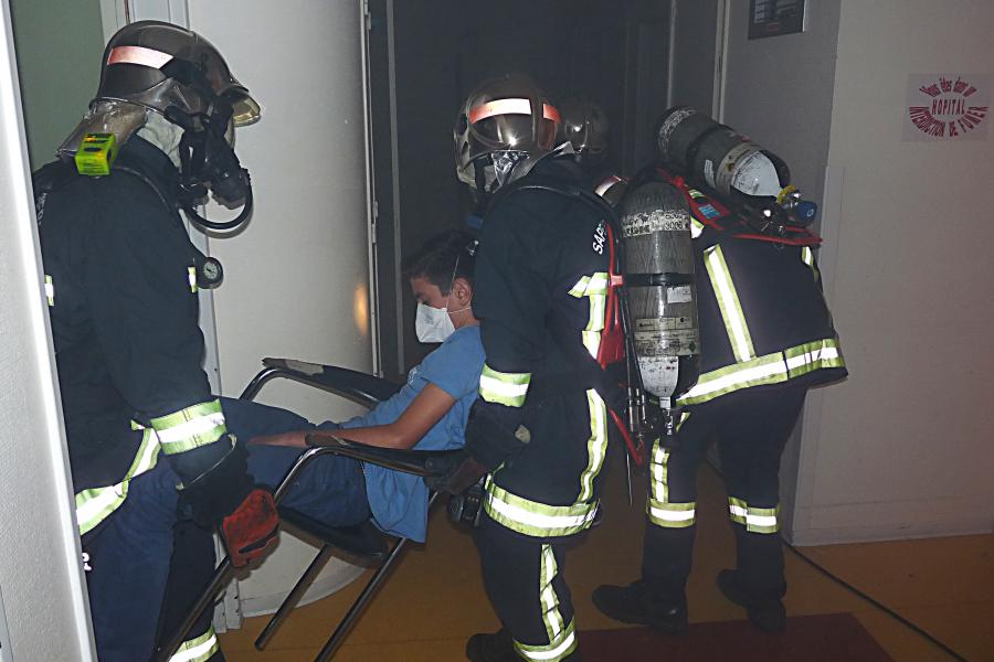 Simulation de feu à l&#039;hopital de Mazamet