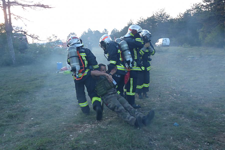 Exercice &quot;crash d&#039;hélicoptère&quot; organisé par le groupement territorial Sud