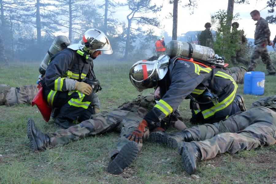 Exercice &quot;crash d&#039;hélicoptère&quot; organisé par le groupement territorial Sud