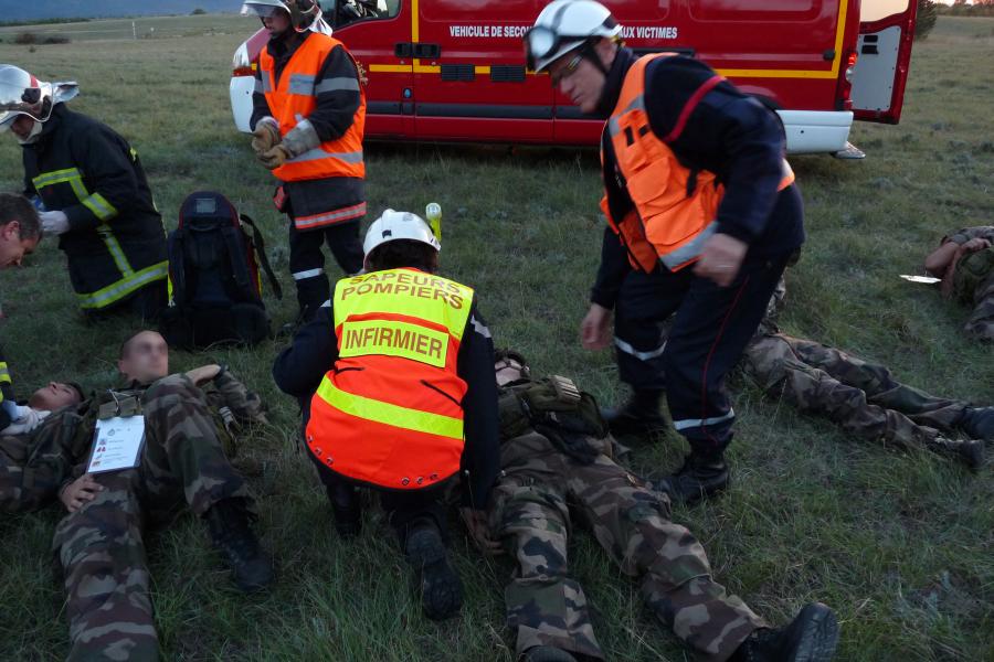 Exercice &quot;crash d&#039;hélicoptère&quot; organisé par le groupement territorial Sud