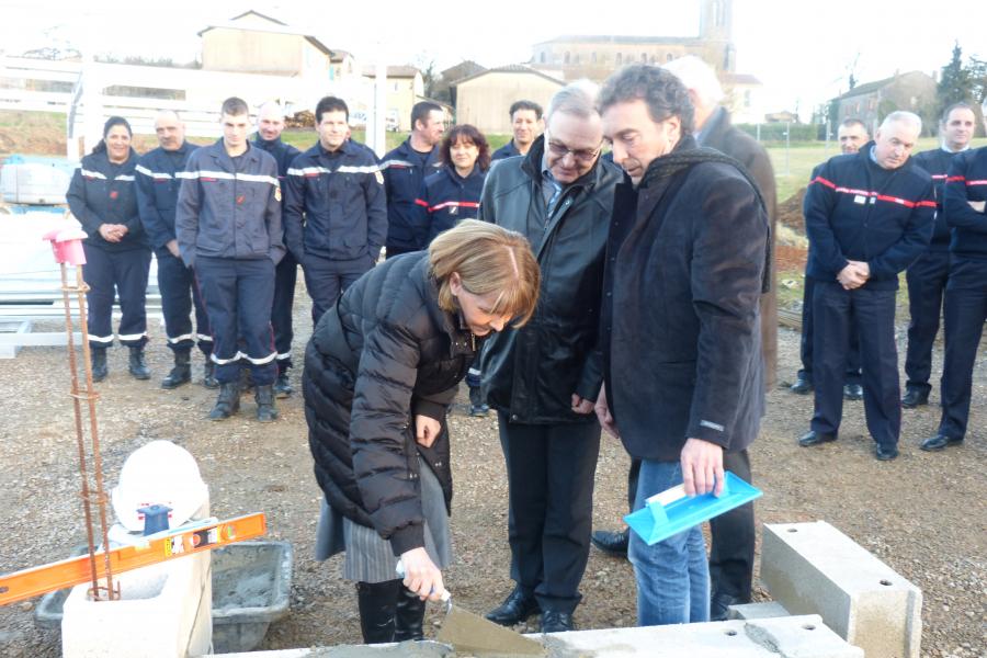 Pose de la première pierre du nouveau centre d&#039;incendie et de secours de Vaour