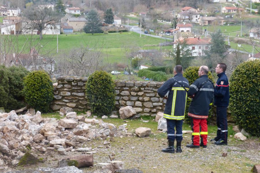 Effondrement d&#039;un mur de soutènement du château de Milhars