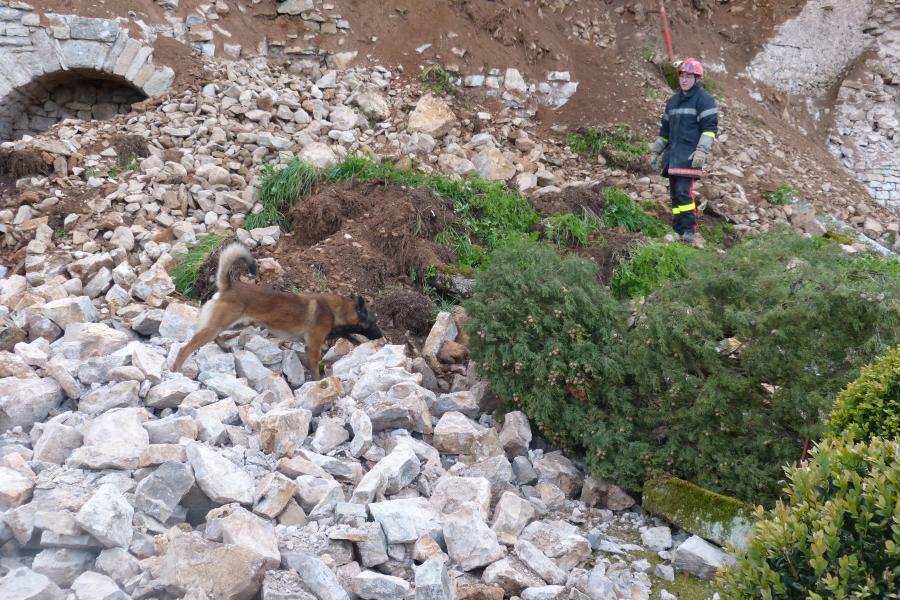 Effondrement d&#039;un mur de soutènement du château de Milhars