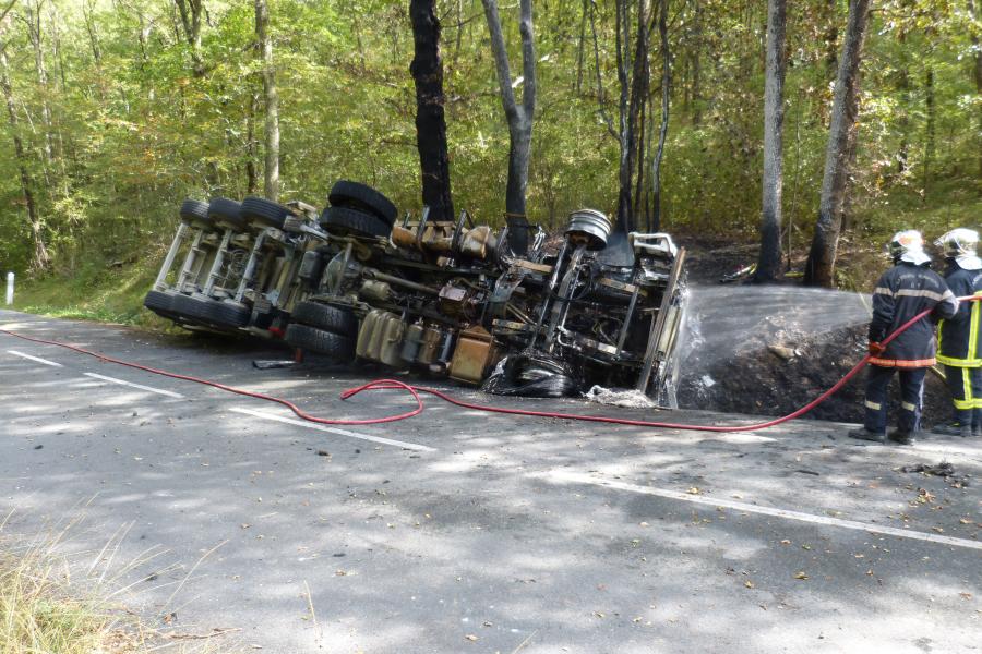Accident de poids lourd sur la commune de Saint-Marcel-Campes