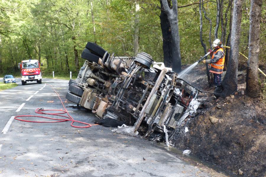 Accident de poids lourd sur la commune de Saint-Marcel-Campes