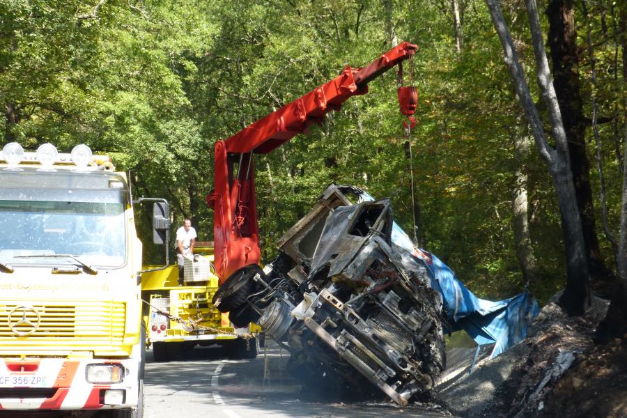 Accident de poids lourd sur la commune de Saint-Marcel-Campes