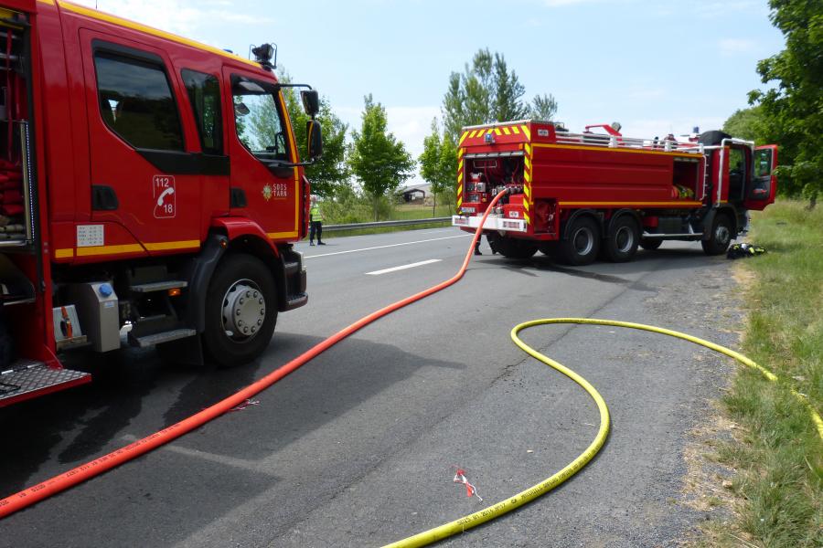 Feu de poids lourd sur la commune de Vénès