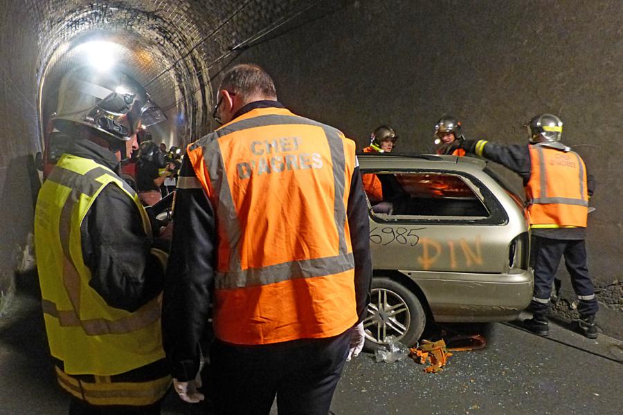 Exercice au tunnel de Puech Mergou sur la commune de Marsal