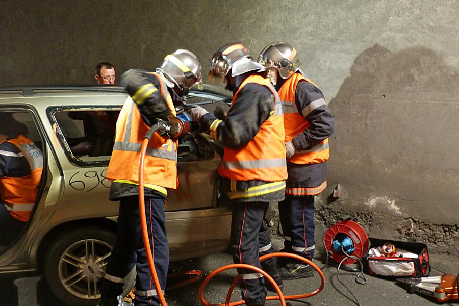 Exercice au tunnel de Puech Mergou sur la commune de Marsal
