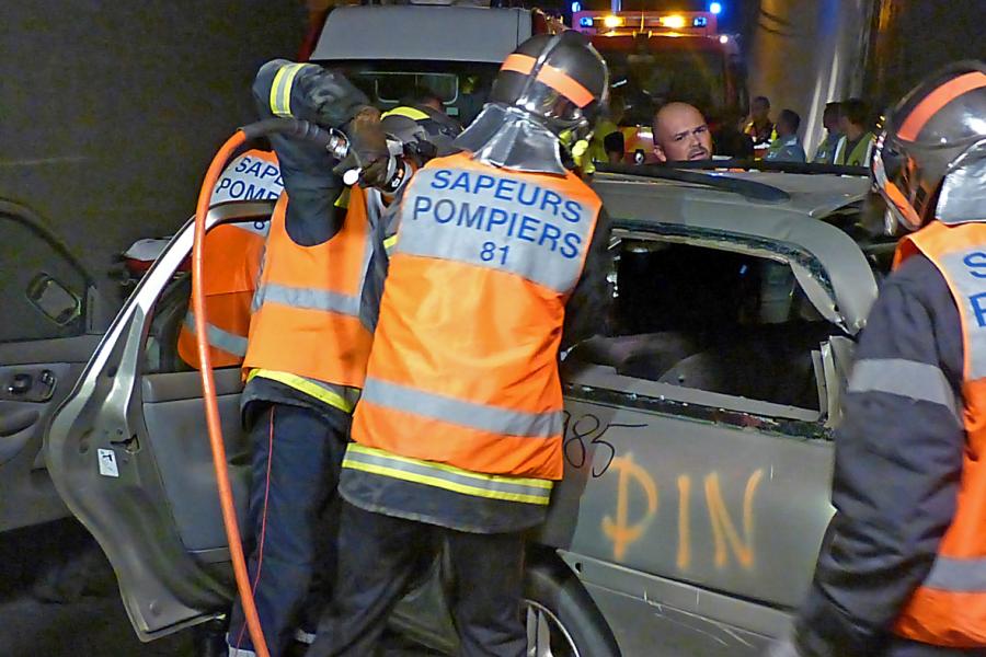 Exercice au tunnel de Puech Mergou sur la commune de Marsal