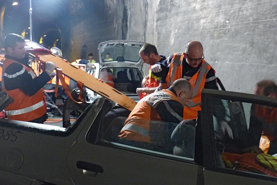 Exercice au tunnel de Puech Mergou sur la commune de Marsal