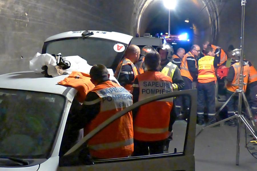 Exercice au tunnel de Puech Mergou sur la commune de Marsal