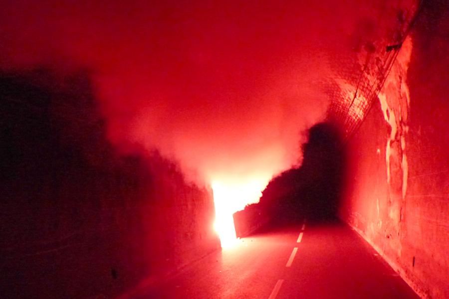 Exercice au tunnel de Puech Mergou sur la commune de Marsal