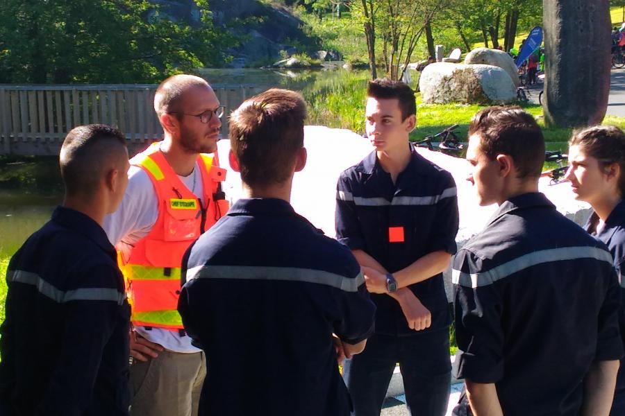 Les jeunes sapeurs-pompiers présents sur le dispositif de secours du raid UNSS