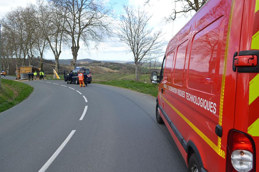Accident de poids-lourd sur la commune de Lautrec